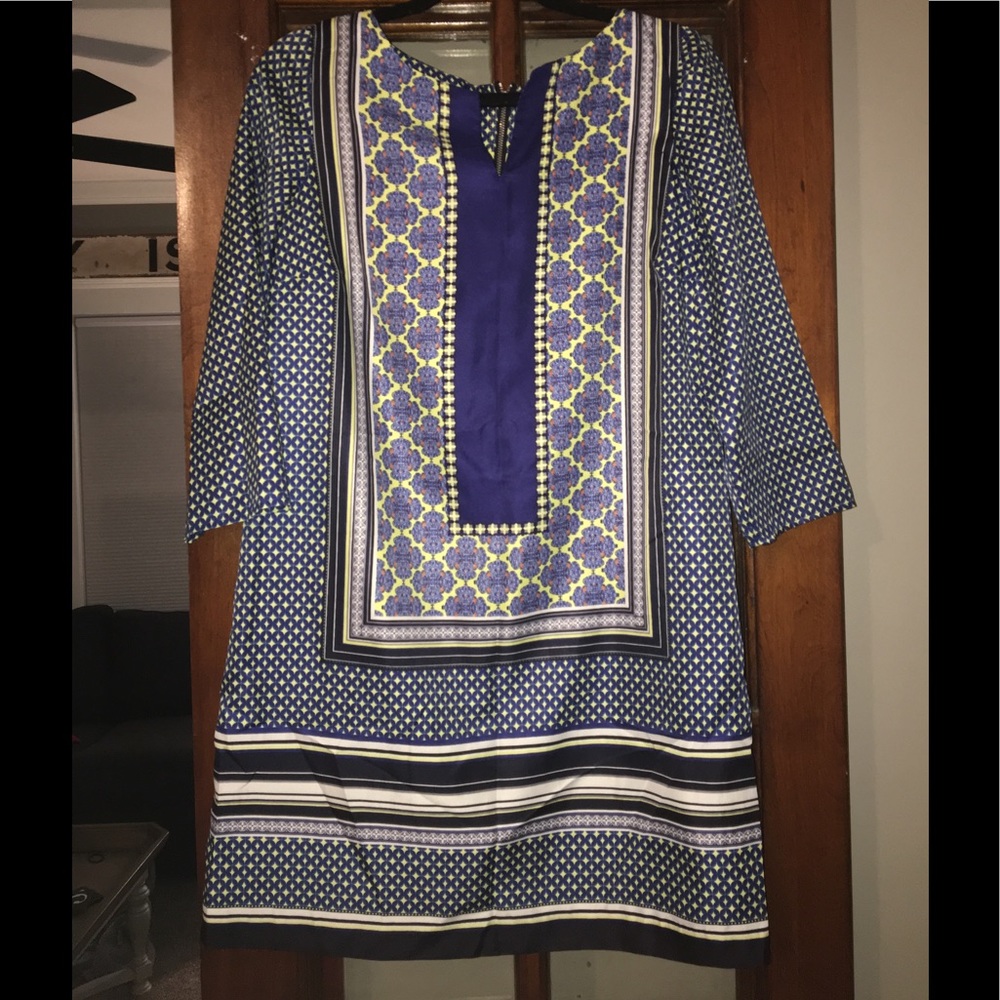 LIMITED medium navy and green shift dress